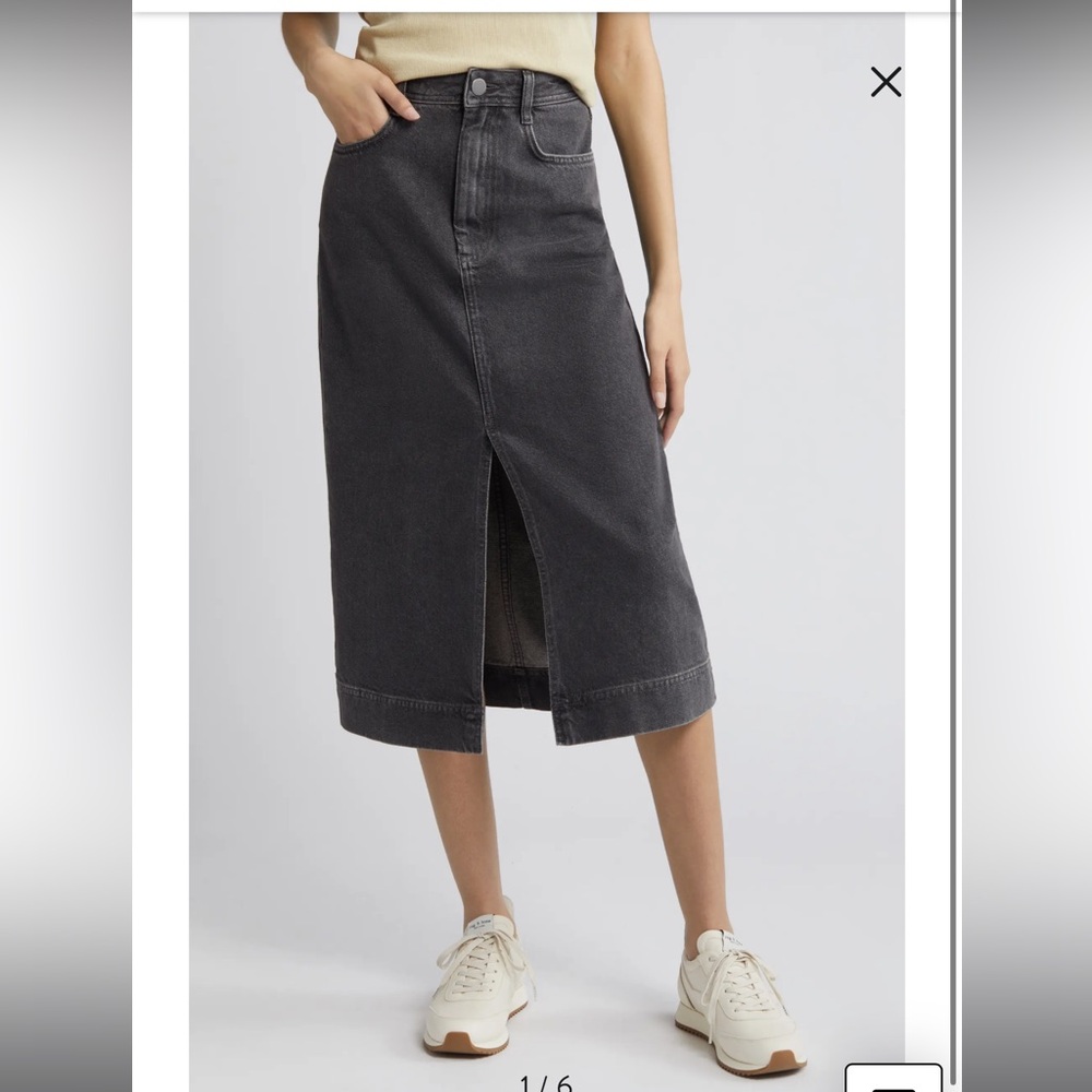Treasure & Bond Charcoal Jean Midi Skirt🐝
